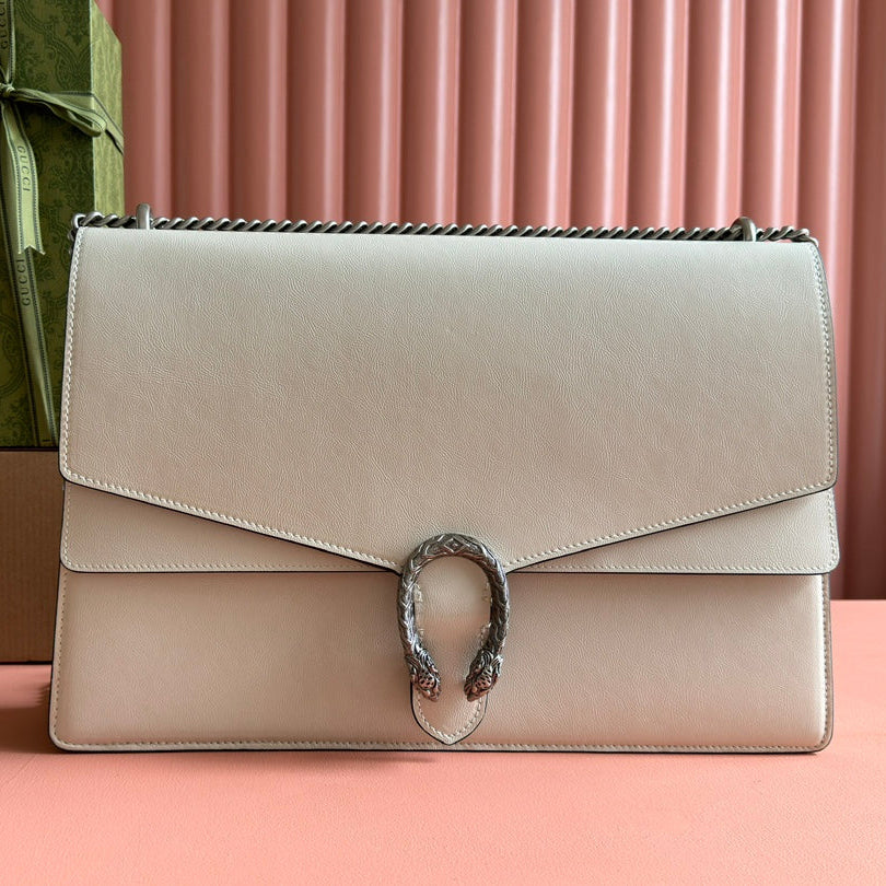 GUCCI DIONYSUS LAGRE SHOULDER BAG 42 IN OFF WHITE GLOSSY LAMBSKIN