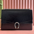 GUCCI DIONYSUS LAGRE SHOULDER BAG 42 IN BLACK  GLOSSY LAMBSKIN