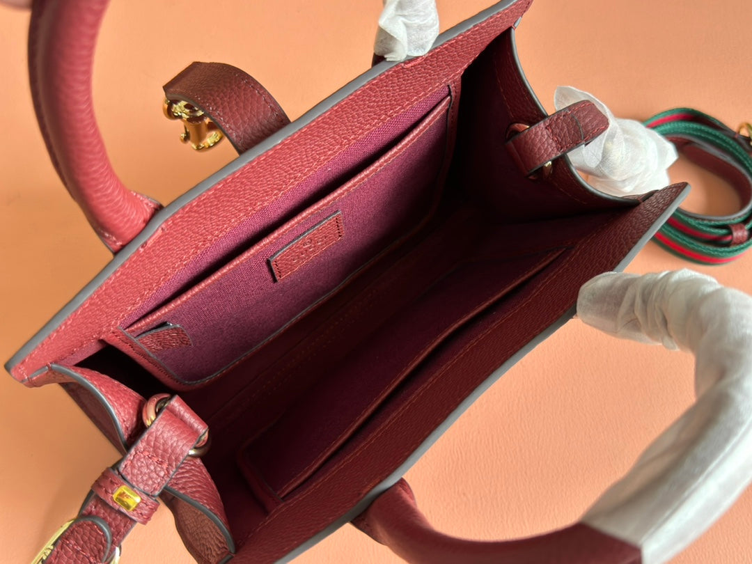 GUCCI SMALL JACKIE TOTE 24 IN BURGUNDY LAMBSKIN
