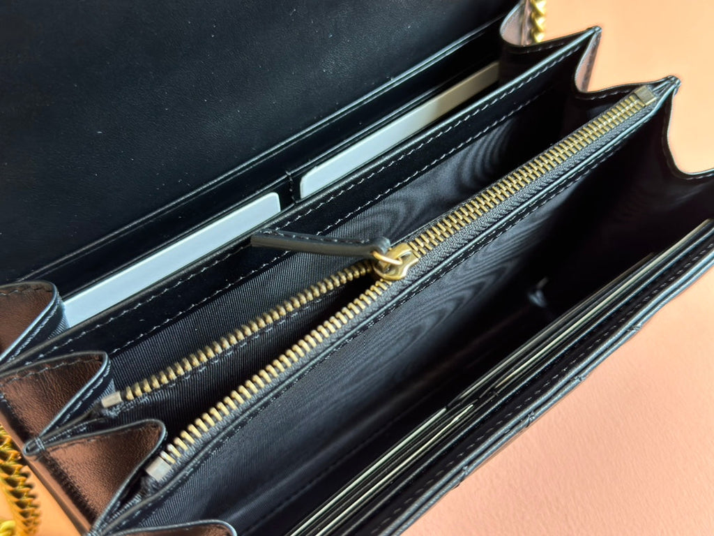 GUCCI MARMONT SMALL SHOULDER BAG 20 IN BLACK LAMBSKIN GOLD HARDWARE