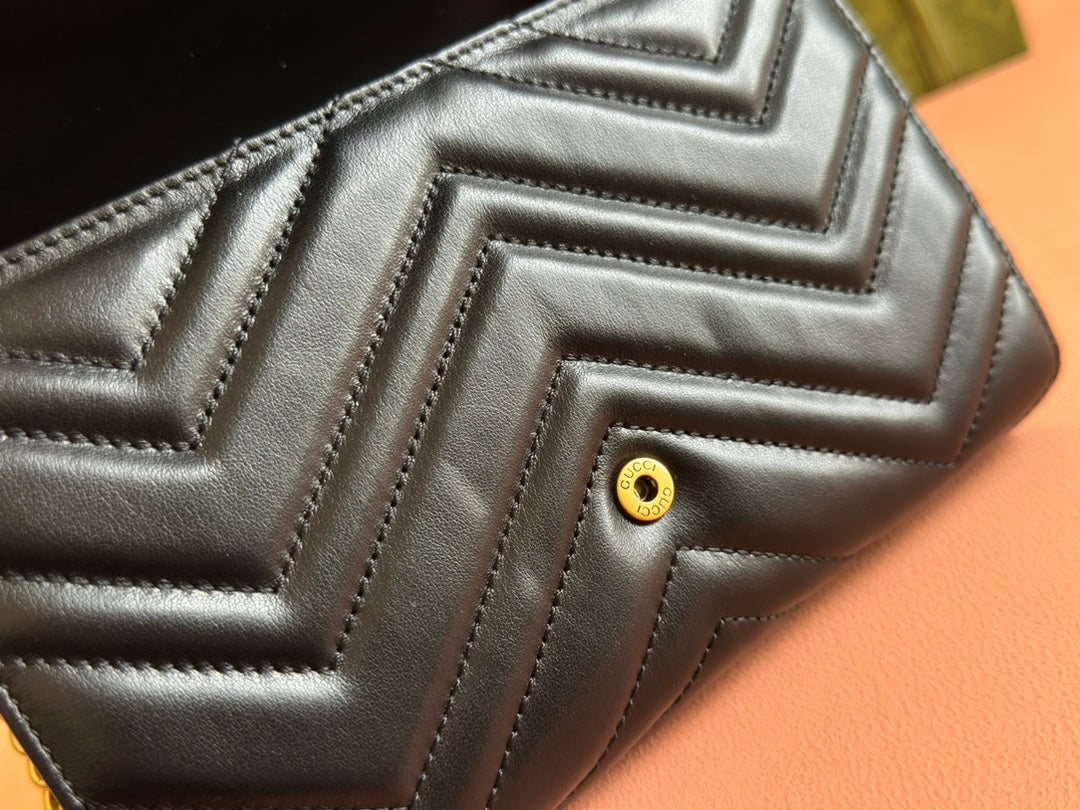 GUCCI MARMONT SMALL SHOULDER BAG 20 IN BLACK LAMBSKIN GOLD HARDWARE