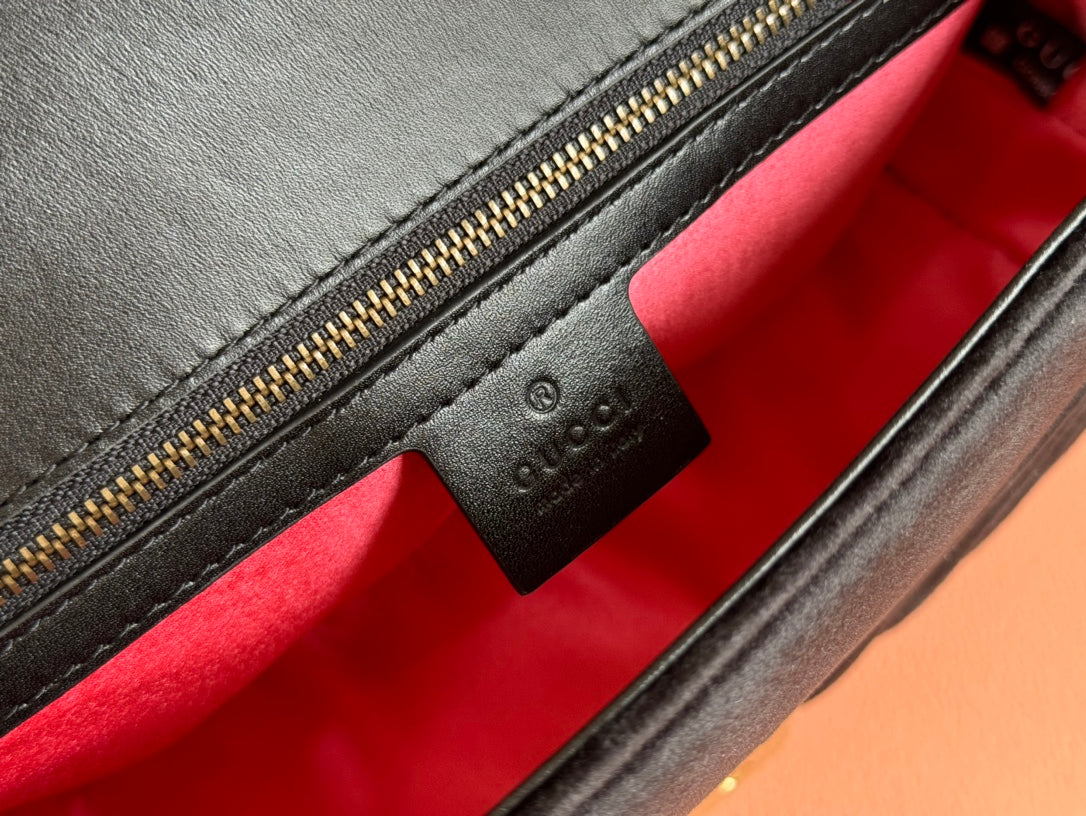 GUCCI 26S  MARMONT MATELASSE 26 IN BLACK VELVET