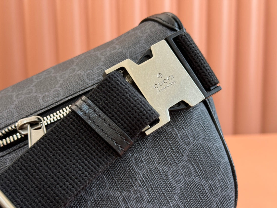 GUCCI OPHIDIA BELT BAG 28 IN DARK GREY  CALFSKIN