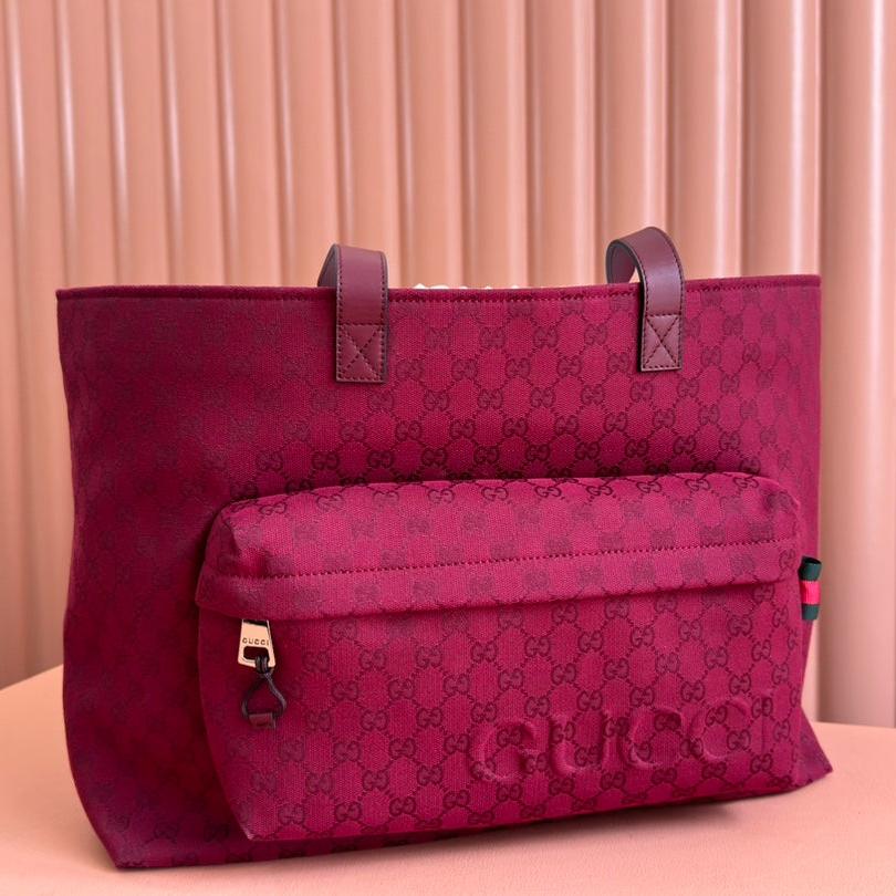 GUCCI LARGE TOTE BAG 45 IN WINE RED MONOGRAM CANVAS