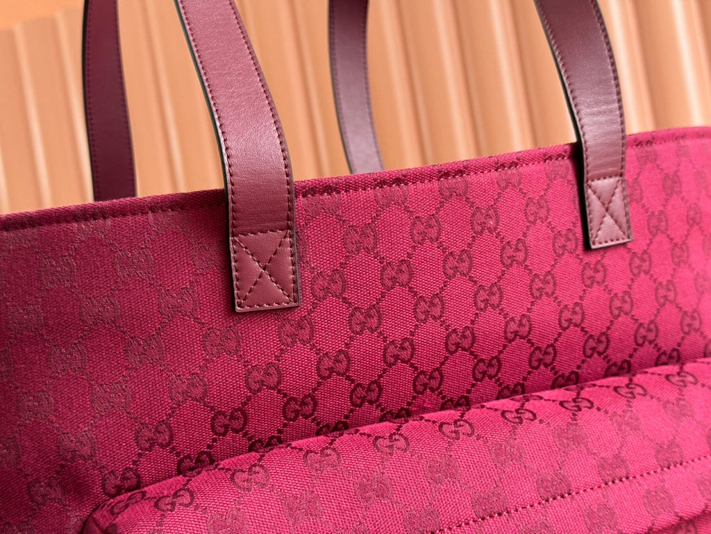 GUCCI LARGE TOTE BAG 45 IN WINE RED MONOGRAM CANVAS