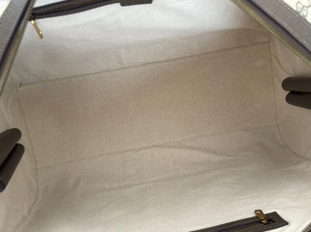 GUCCI SAVOY LARGE DUFFLE BAG 50 IN BEIGE AND EBONY  SUPREME CANVAS