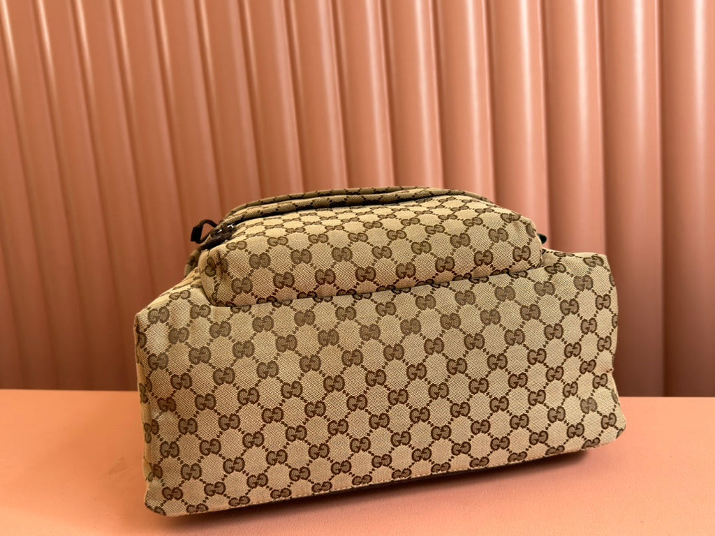GUCCI MEDIUM BACKPACK 40 IN BEGE AND EBONY CANVAS