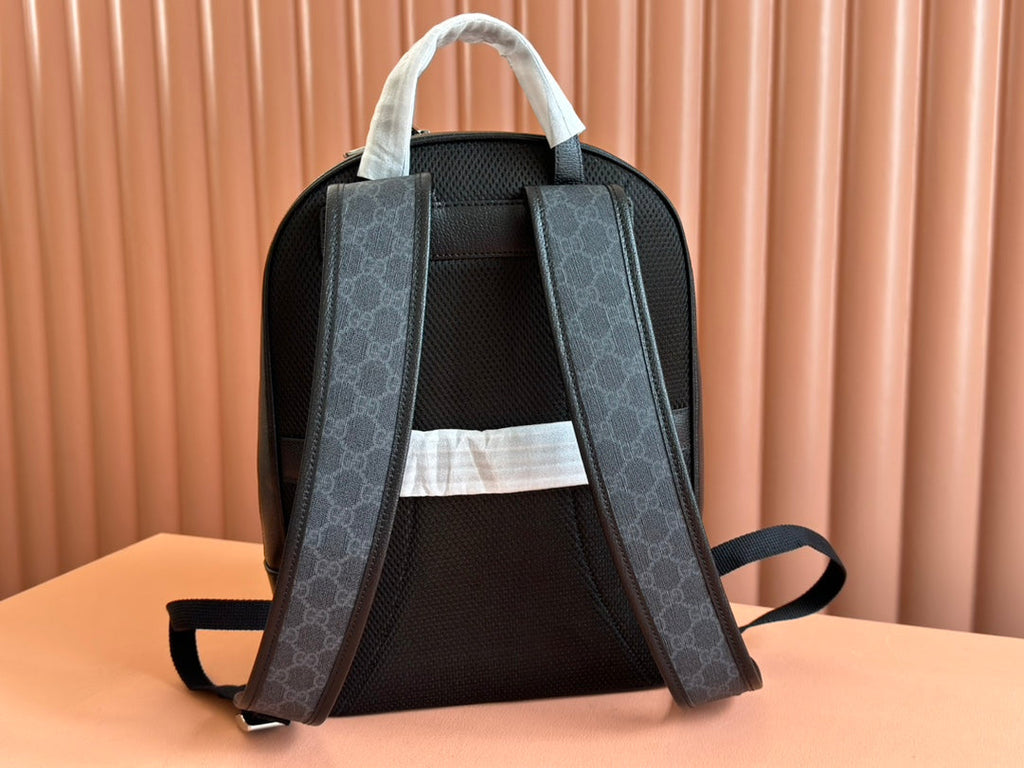 GUCCI MEDIUM  BACKPACK 40 IN DARK GREY AND BLACK CALFSKIN