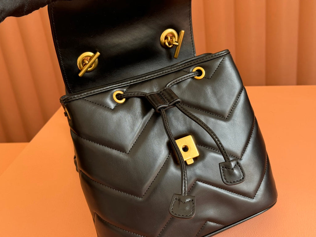 GUCCI MARMONT BACKPACK 20 IN BLACK CALFSKIN GOLD HARDWARE