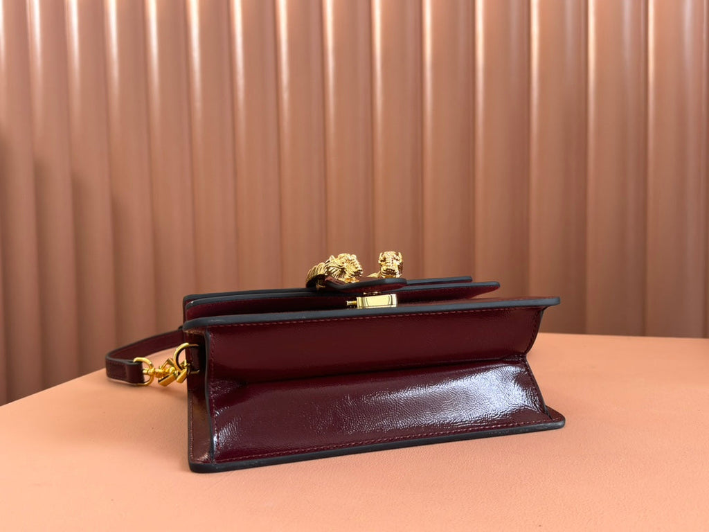 GUCCI DIONYSUS MEDIUM SHOULDER BAG 22 IN ROSSO ANCORA RED  GLOSSY LAMBSKIN