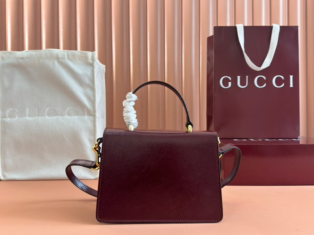 GUCCI DIONYSUS MEDIUM SHOULDER BAG 22 IN ROSSO ANCORA RED  GLOSSY LAMBSKIN