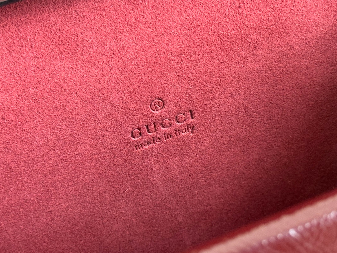 GUCCI DIONYSUS MEDIUM SHOULDER BAG 22 IN ROSSO ANCORA RED  GLOSSY LAMBSKIN