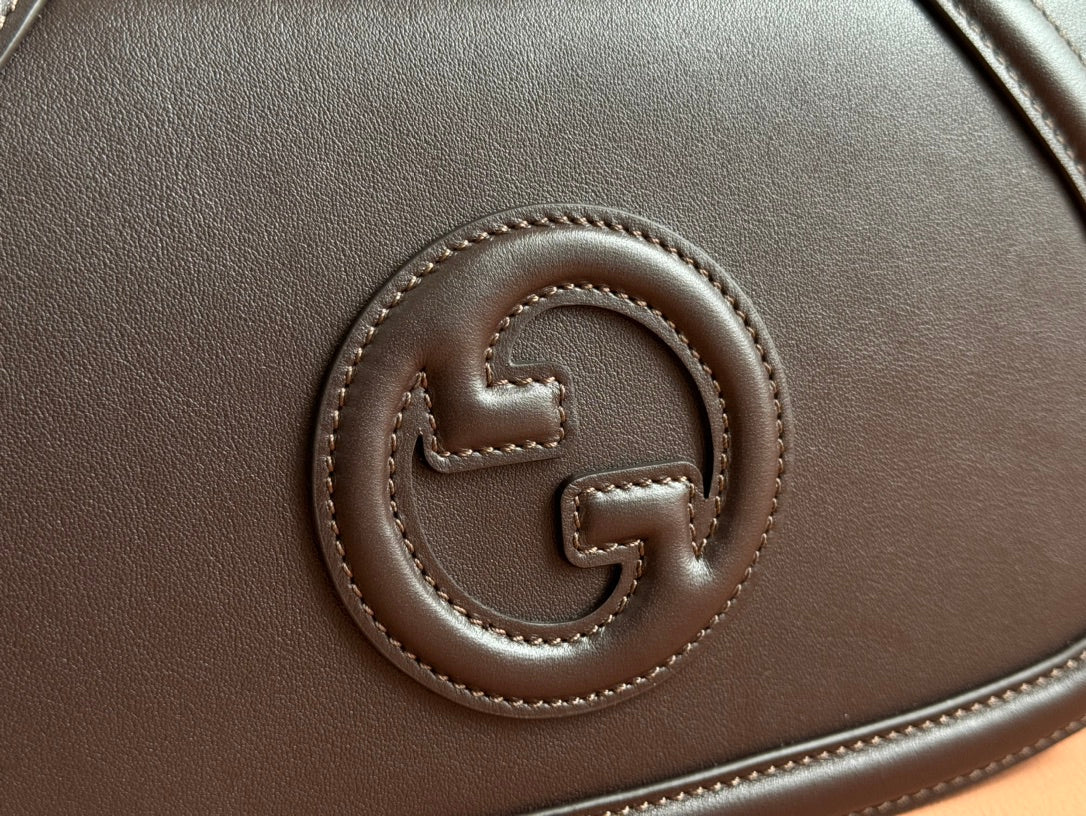 GUCCI BLONDIE LARGE TOP HANDLE BAG 32 IN DARK BROWN CALFSKIN