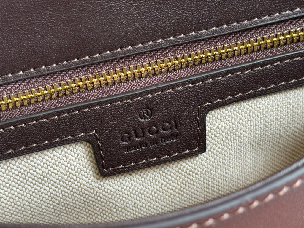 GUCCI BLONDIE LARGE TOP HANDLE BAG 32 IN DARK BROWN CALFSKIN