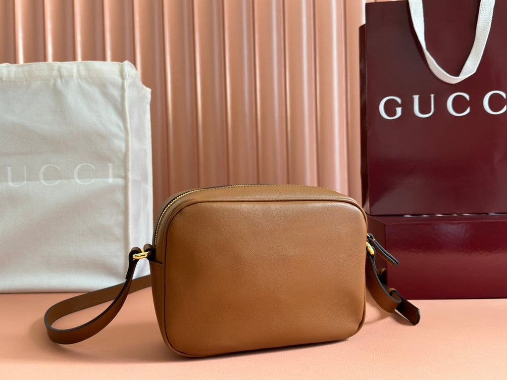 GUCCI BLONDIE SMALL SHOULDER BAG 21 IN BROWN SMOOTH CALFSKIN