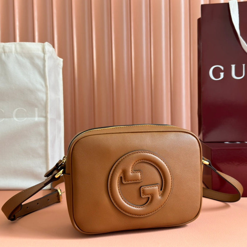 GUCCI BLONDIE SMALL SHOULDER BAG 21 IN BROWN SMOOTH CALFSKIN
