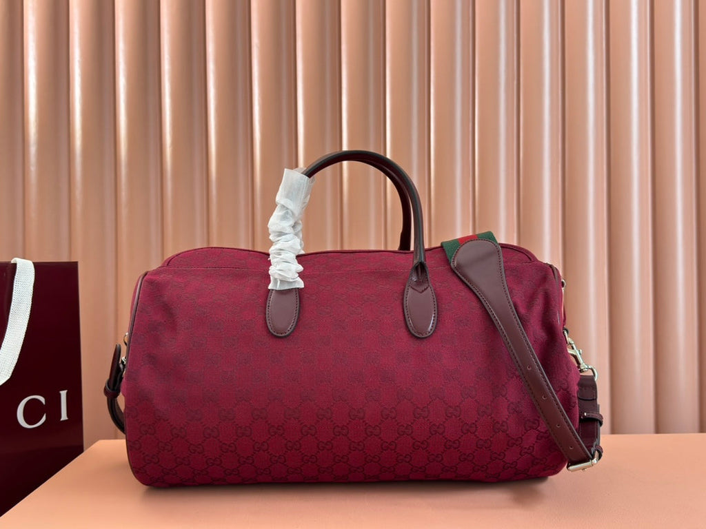 GUCCI SMALL DUFFLE BAG 42 IN ROSSO ANCORA RED  CANVAS