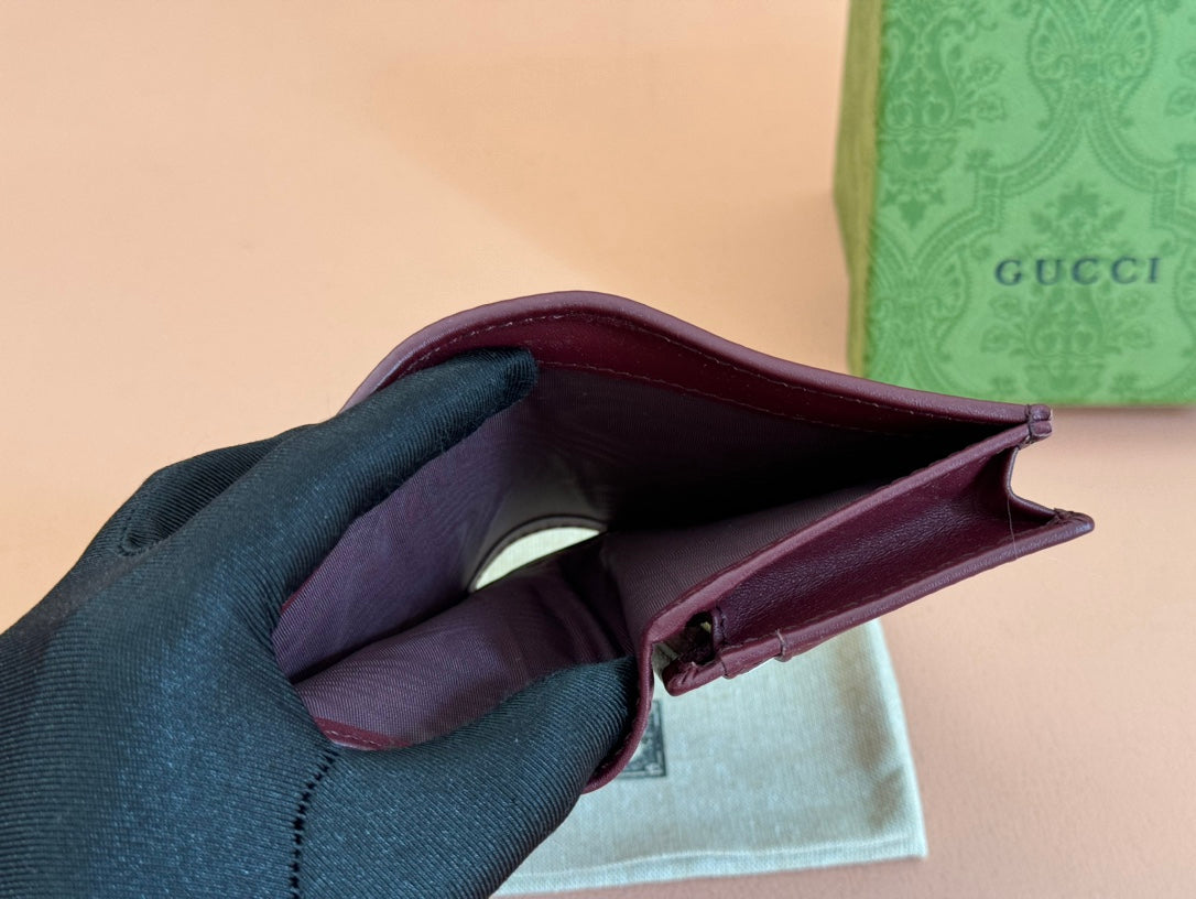GUCCI HORSEBIT 1955 CARD CASE WALLET 11 IN BEIGE DARK BROWN NEW  AND ROSSO ANCORA RED CALFSKIN
