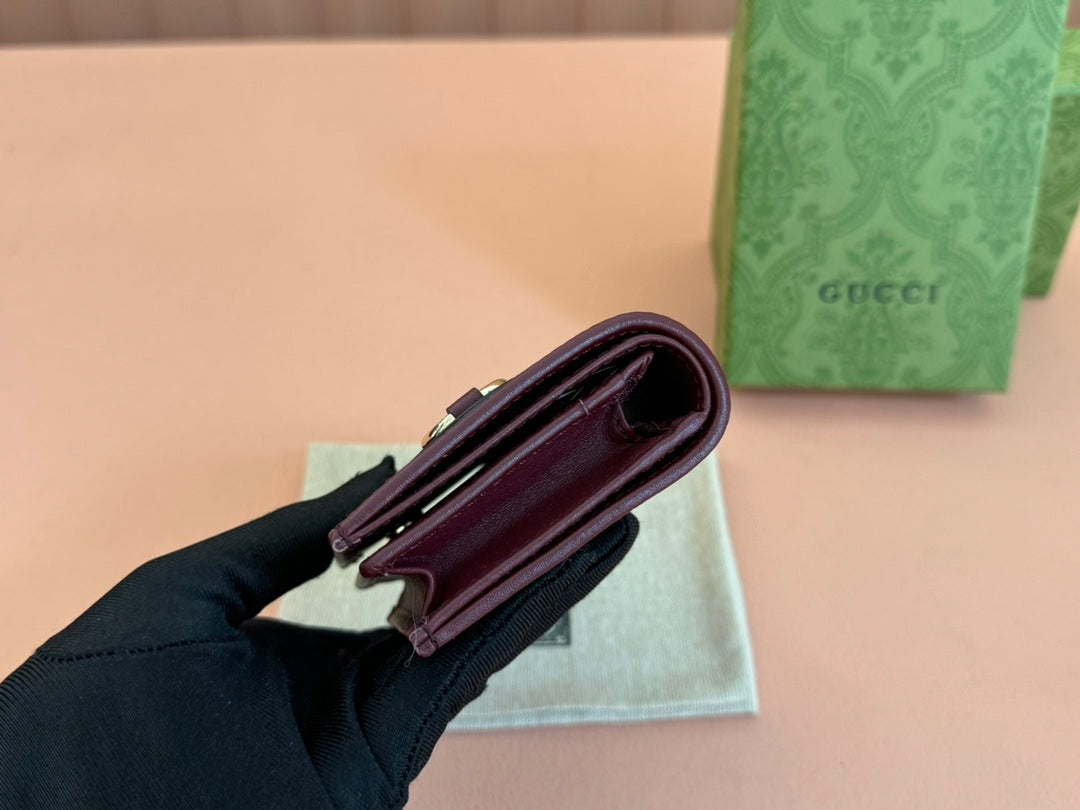GUCCI HORSEBIT 1955 CARD CASE WALLET 11 IN BEIGE DARK BROWN NEW  AND ROSSO ANCORA RED CALFSKIN