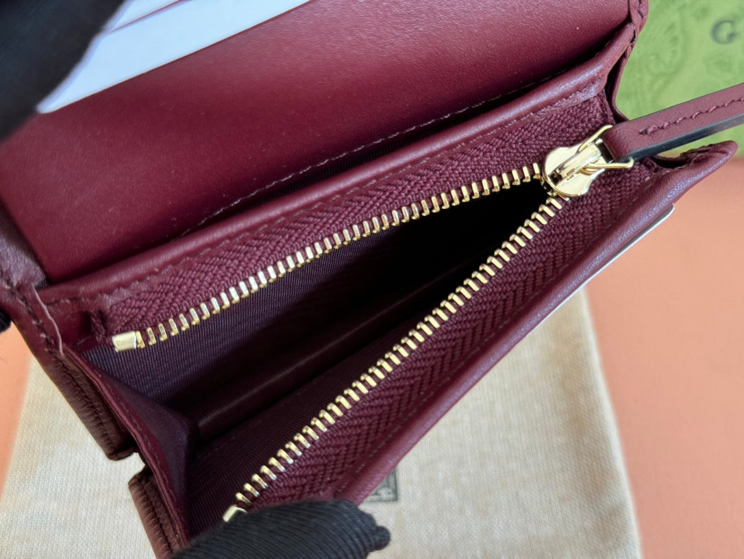 GUCCI HORSEBIT 1955 CARD CASE WALLET 11 IN BEIGE DARK BROWN NEW  AND ROSSO ANCORA RED CALFSKIN