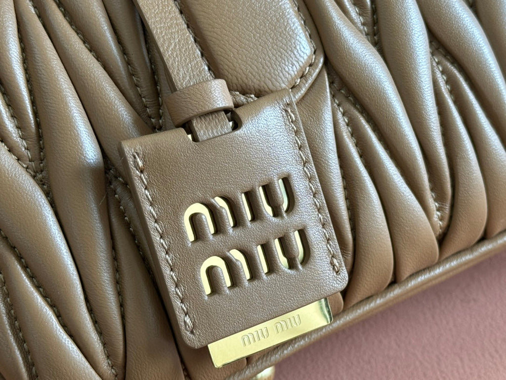 ARCADIE MATELASSÉ BAG 22 IN TAWNY BROWN GLOSSY LAMBSKIN