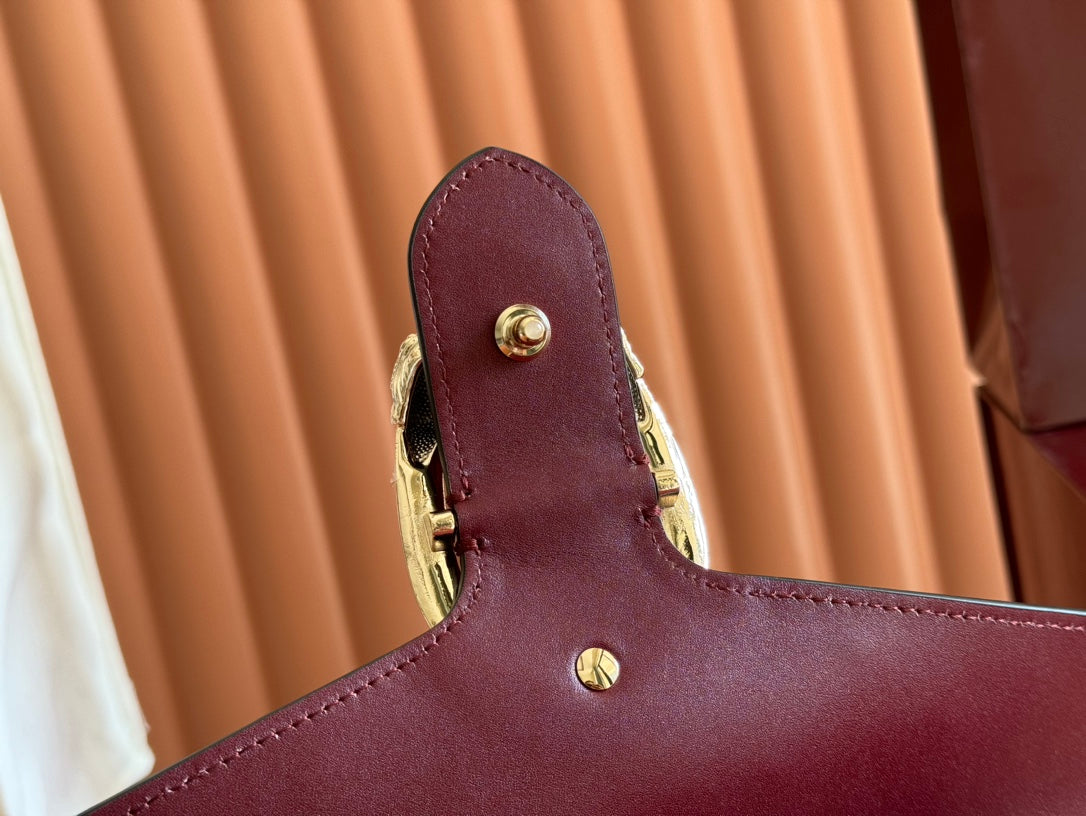 GUCCI DIONYSUS MEDIUM SHOULDER BAG 27.5 IN ROSSO ANCORA RED  SUEDE