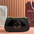 GUCCI MEDIUM BLONDIE SHOULDER BAG 26.5 IN BLACK PATENT CALFSKIN