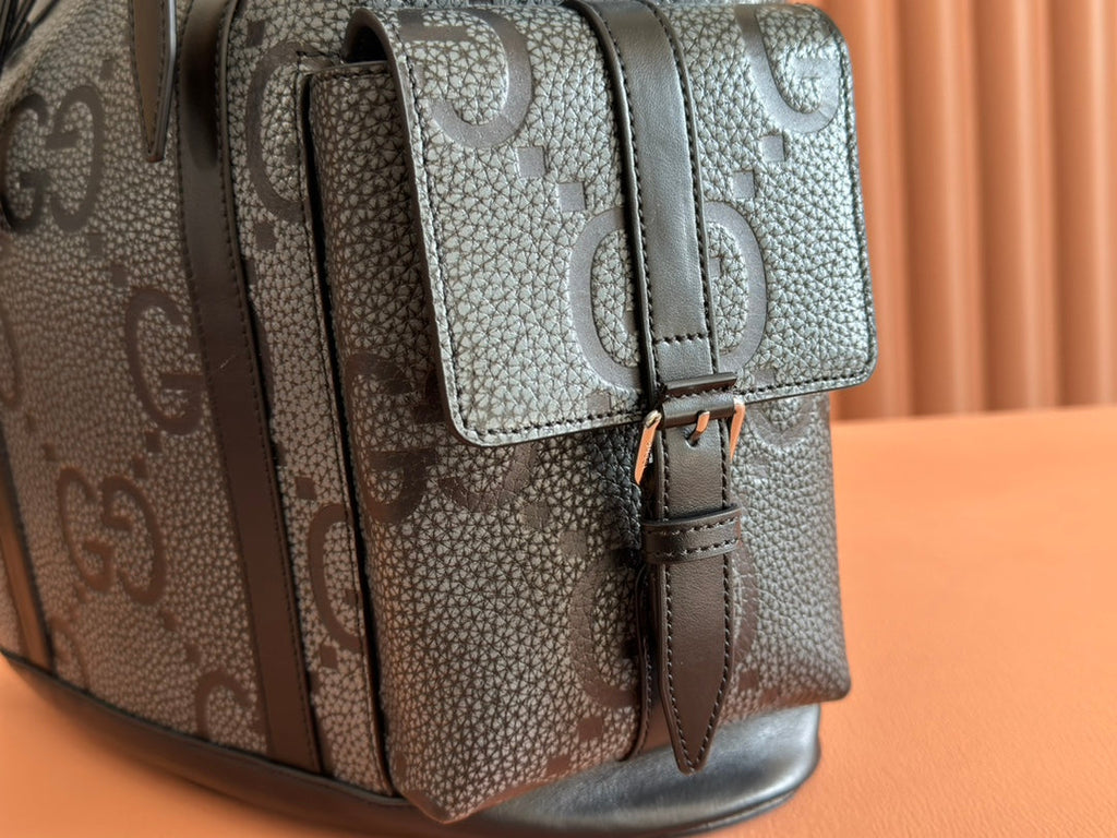 GUCCI LARGE BACKPACK JUMBO 41 IN GREY AND BLACK GRAINY  LAMBSKIN