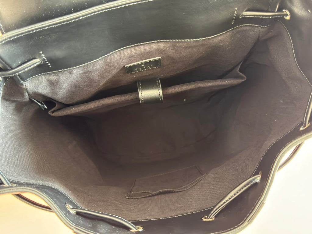 GUCCI LARGE BACKPACK JUMBO 41 IN GREY AND BLACK GRAINY  LAMBSKIN