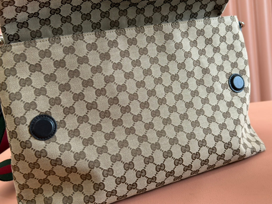 GUCCI LARGE CROSSBODY BAG 36 IN BEIGE AND DARK BROWN CANVAS MONOGRAM LOGO