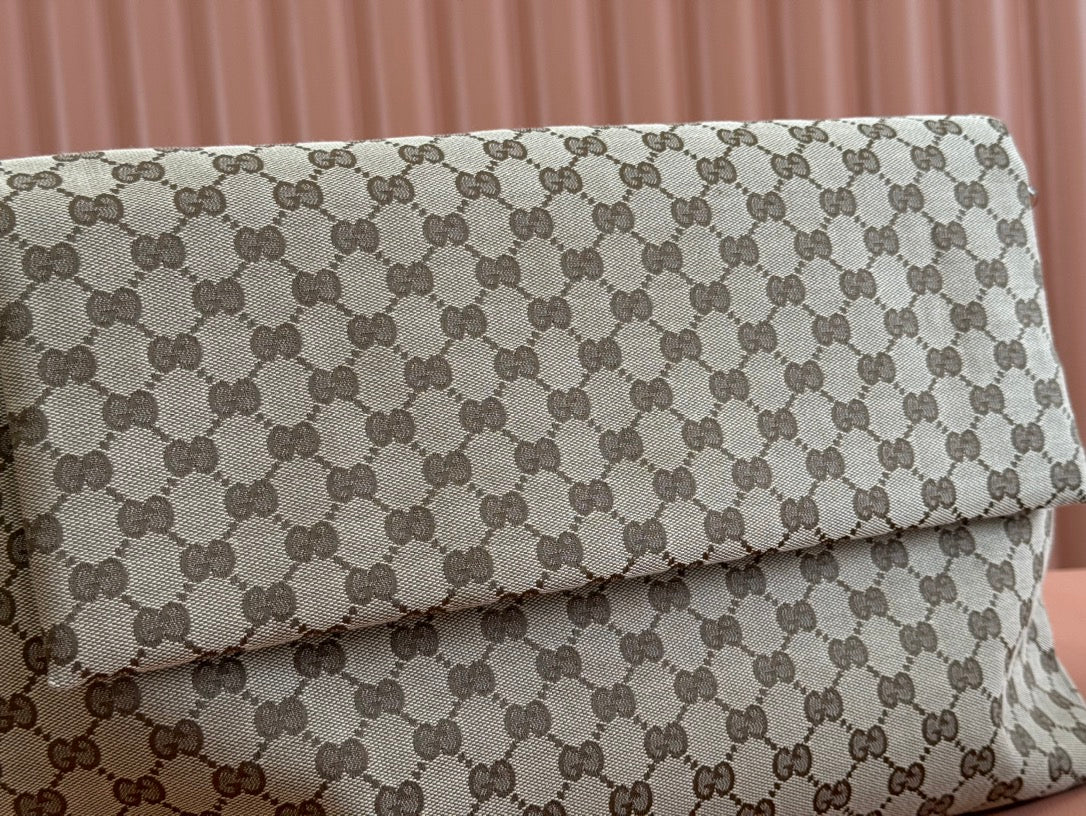 GUCCI LARGE CROSSBODY BAG 36 IN BEIGE AND DARK BROWN CANVAS MONOGRAM LOGO