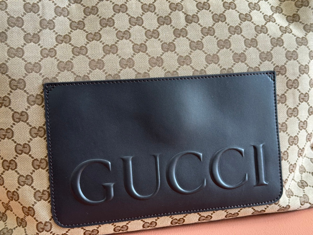 GUCCI LARGE CROSSBODY BAG 36 IN BEIGE AND DARK BROWN CANVAS MONOGRAM LOGO