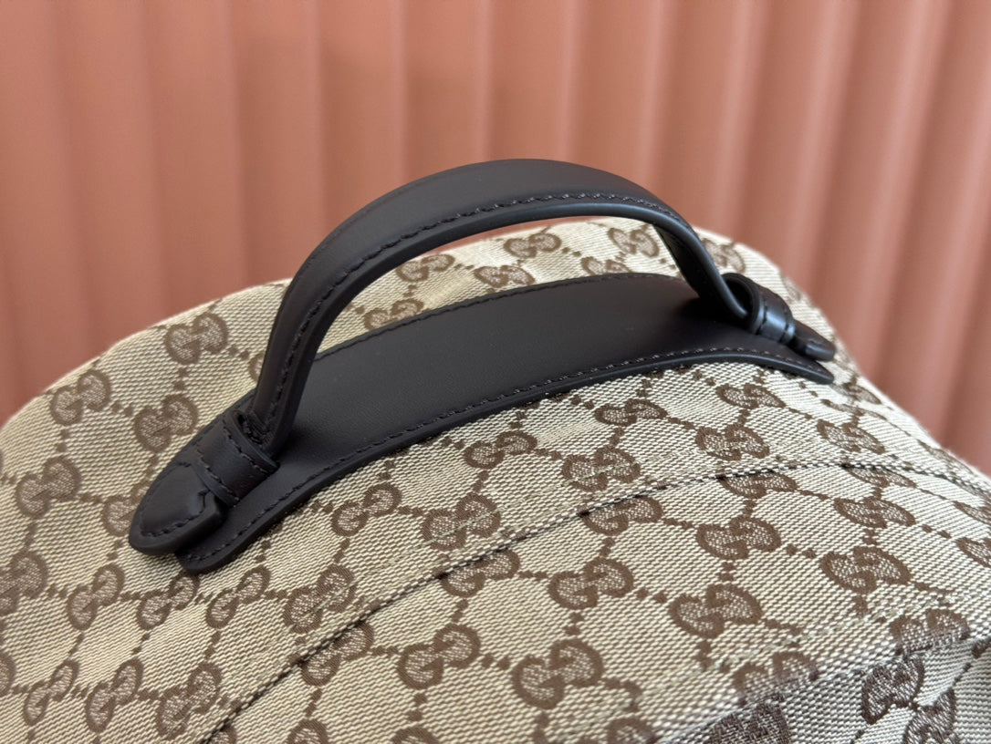 GUCCI MEDIUM BACKPACK 42 IN BEIGE AND DARK BROWN  CANVAS