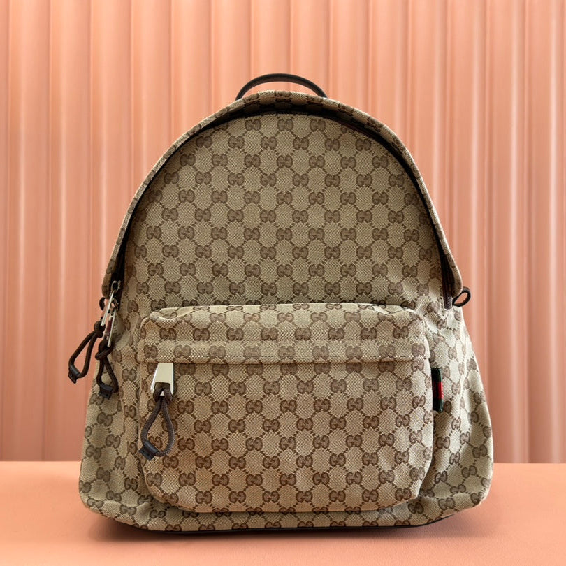 GUCCI MEDIUM BACKPACK 42 IN BEIGE AND DARK BROWN  CANVAS