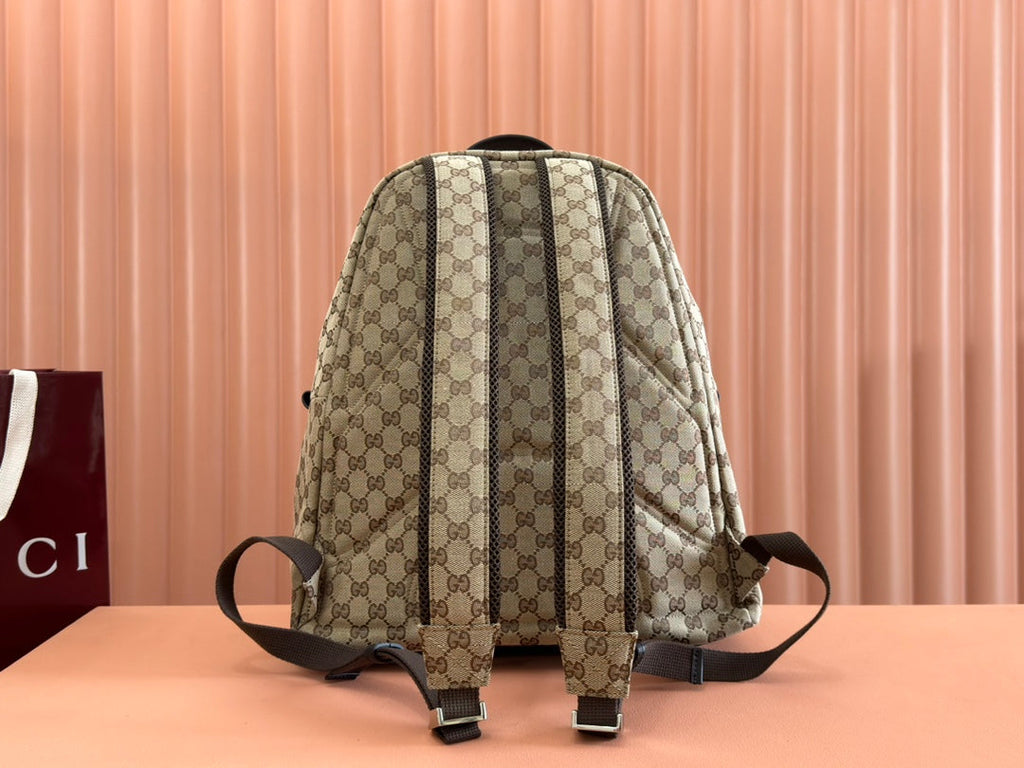 GUCCI MEDIUM BACKPACK 42 IN BEIGE AND DARK BROWN  CANVAS