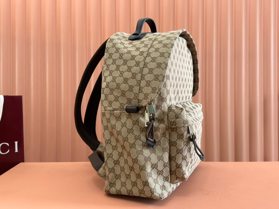 GUCCI MEDIUM BACKPACK 42 IN BEIGE AND DARK BROWN  CANVAS