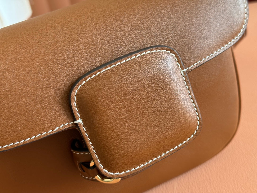 GUCCI SMALL HORSEBIT 1955 SHOULDER BAG 20 IN BROWN SOFT CALFSKIN LIGHT GOLD HARDWARE