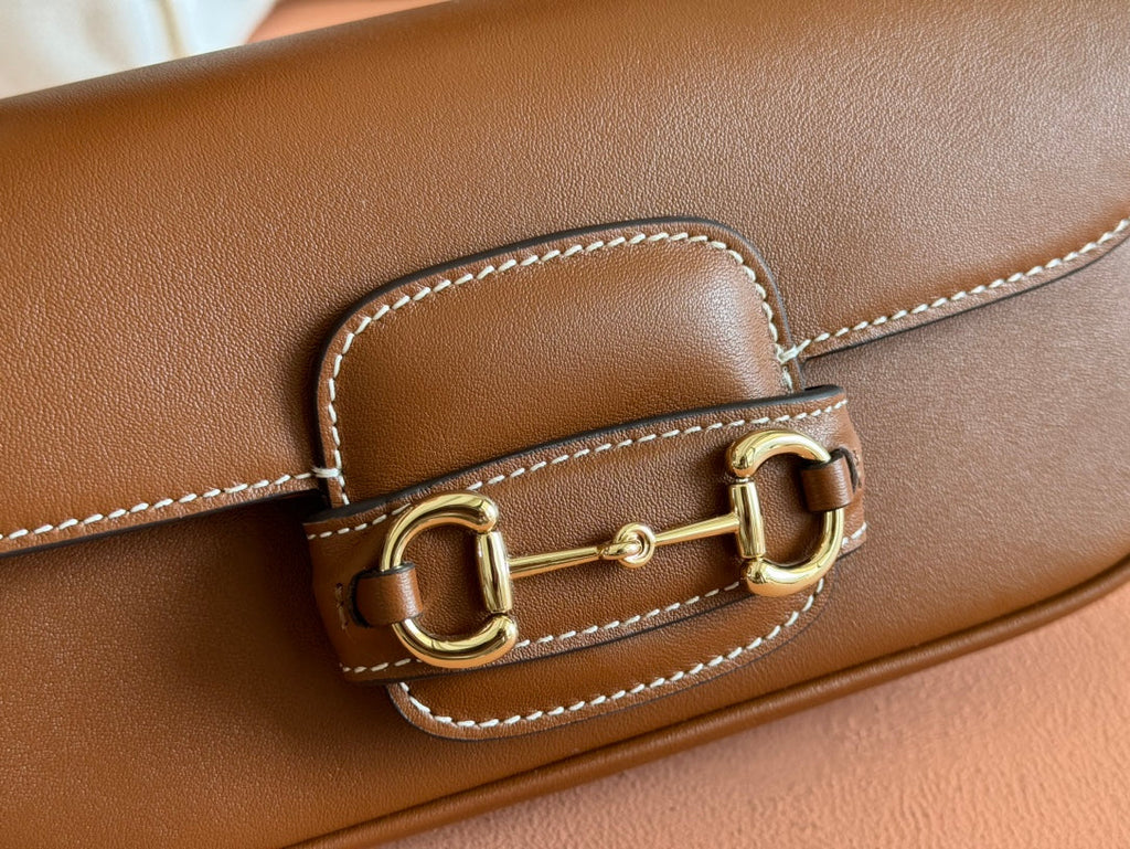 GUCCI SMALL HORSEBIT 1955 SHOULDER BAG 22.6 IN BROWN CALFSKIN