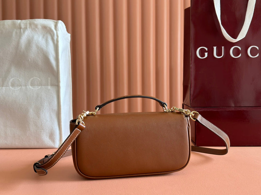 GUCCI SMALL HORSEBIT 1955 SHOULDER BAG 22.6 IN BROWN CALFSKIN