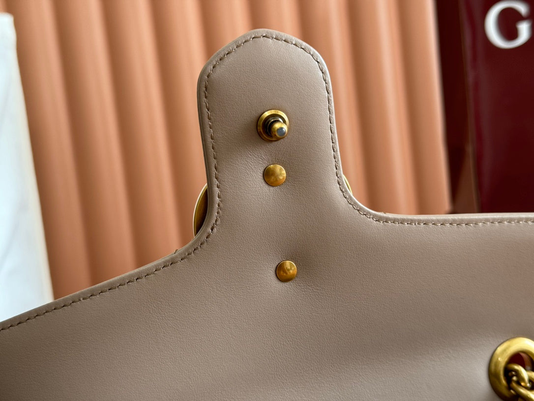 GUCCI MARMONT MATELASSÉ LARGE 26 BAG BEIGE CALFSKIN