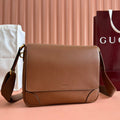 GUCCI MEDIUM EMBLEM CROSSBODY BAG 29 IN BROWN CALFSKIN