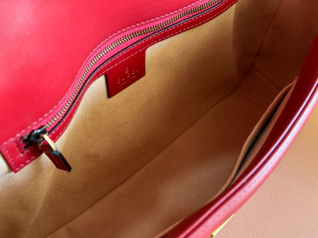 GUCCI MARMONT SHOULDER BAG 31 IN RED CALFSKIN GOLD CHAIN