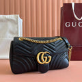 GUCCI MARMONT SHOULDER BAG 31 IN BLACK CALFSKIN GOLD CHAIN