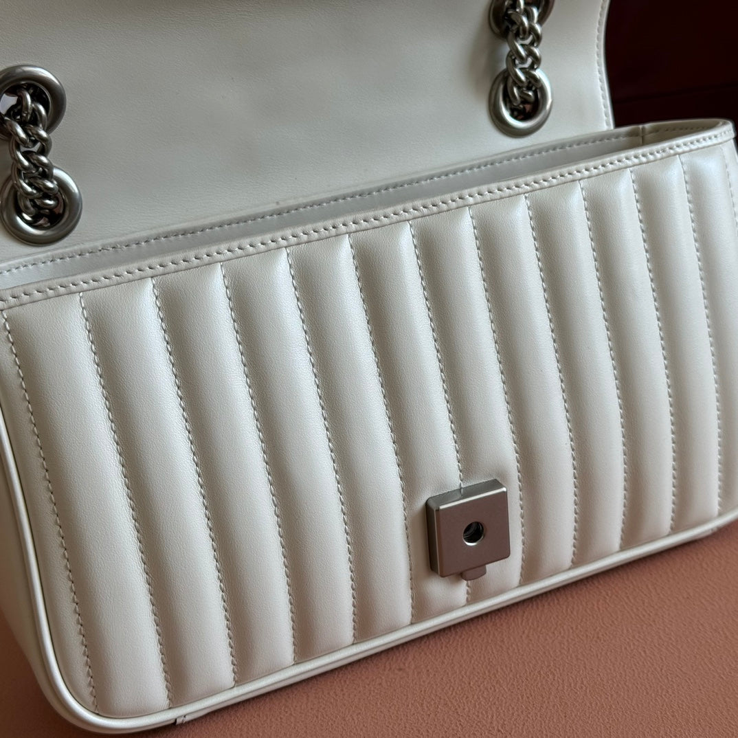 GUCCI MARMONT SMALL SHOULDER BAG 26 IN OFF WHITE LAMBSKIN