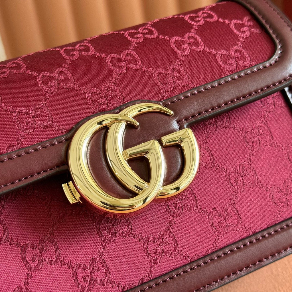 GUCCI GO SMALL SHOULDER BAG 21.5 IN ROSSO ANCORA RED  CANVAS