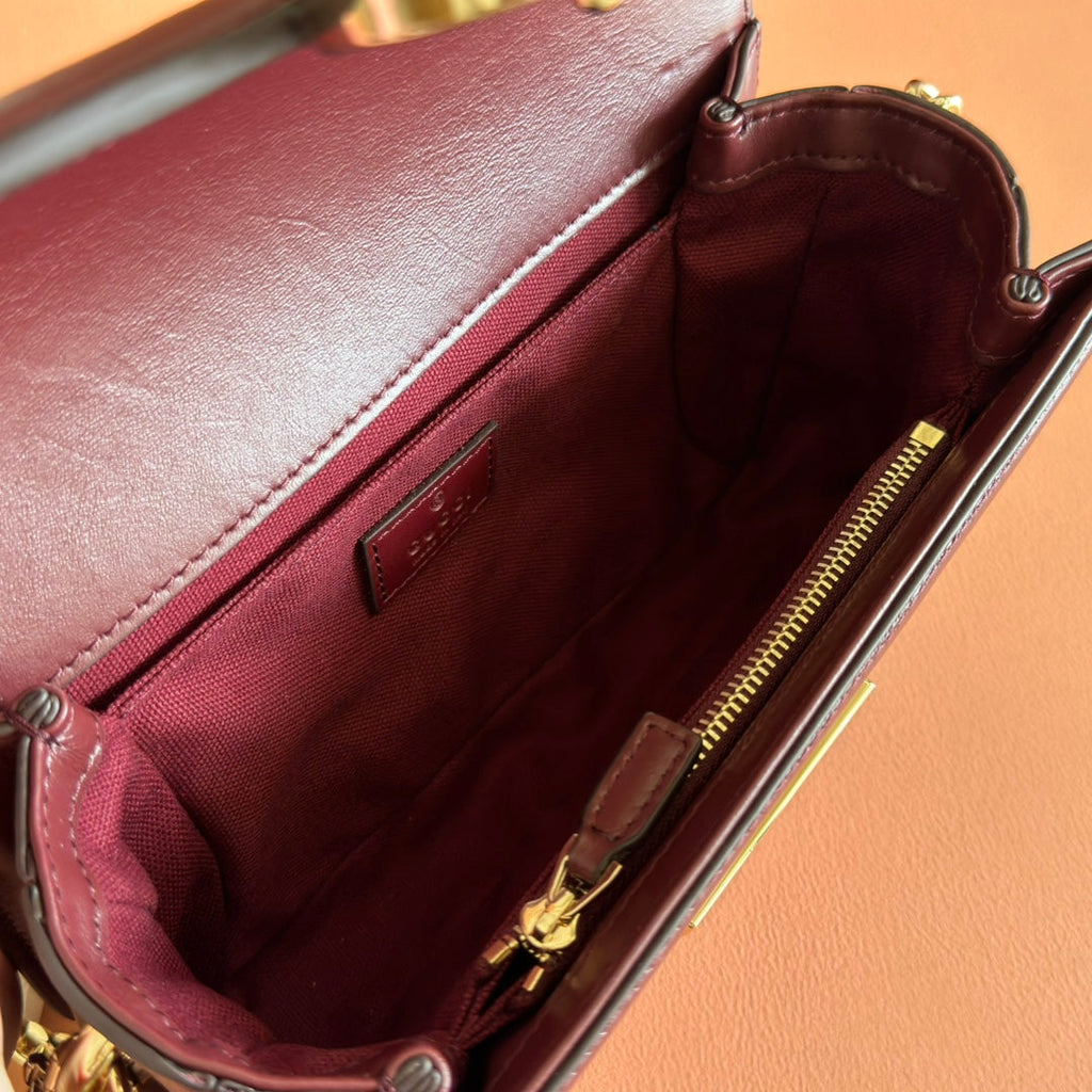 GUCCI GO SMALL SHOULDER BAG 21.5 IN ROSSO ANCORA RED  CANVAS