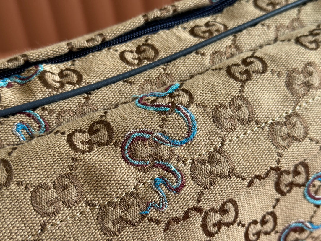 GUCCI OPHIDIA BELT BAG 34 IN LIGHT BROWN  CANVAS