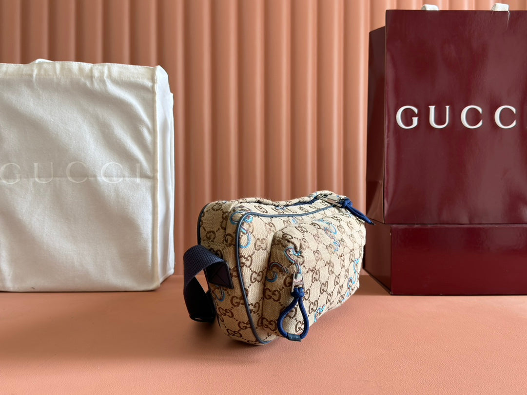 GUCCI OPHIDIA BELT BAG 34 IN LIGHT BROWN  CANVAS