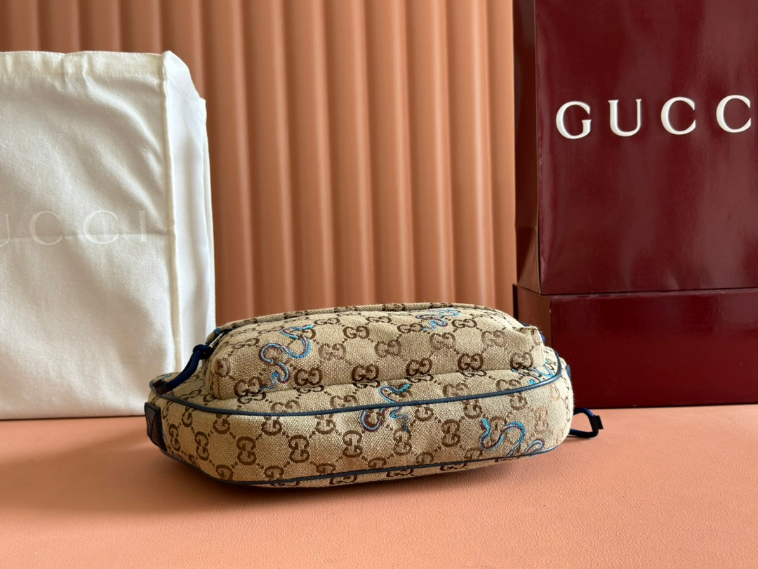 GUCCI OPHIDIA BELT BAG 34 IN LIGHT BROWN  CANVAS
