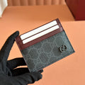 GUCCI CARD CASE 10 BICOLOR IN GREY AND RED  CALFSKIN